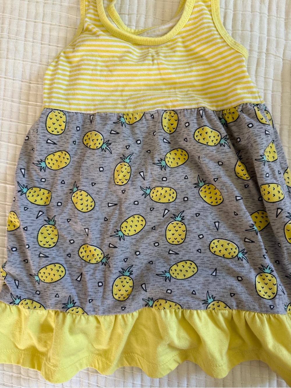 Yellow and Grey Pineapple Print Dress